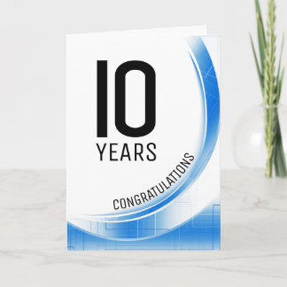 Blue tech wave milestone year employee anniversary card