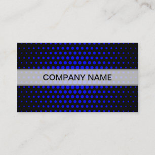 Blue Techno Dots Modern Black Business Card
