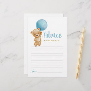 Blue Teddy Bear Advice for Mum To Be card