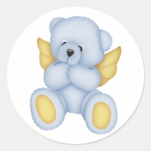 Blue Teddy Bear Angel Stickers