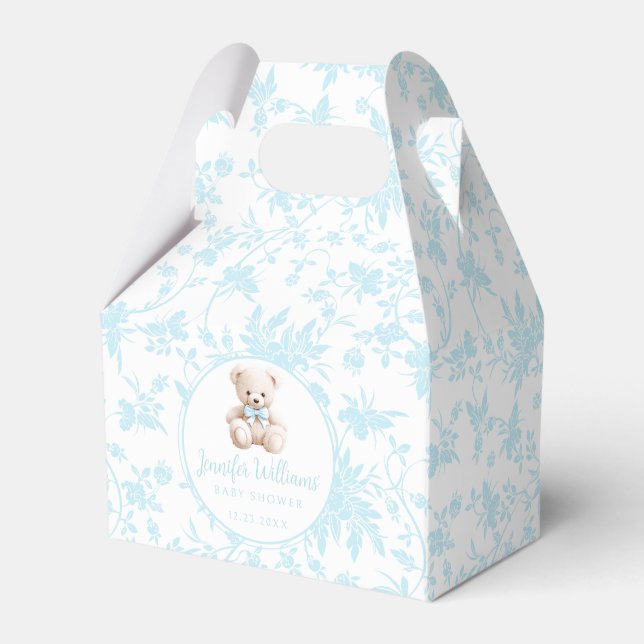 Blue teddy bear baby boy shower candy favour box (Front Side)