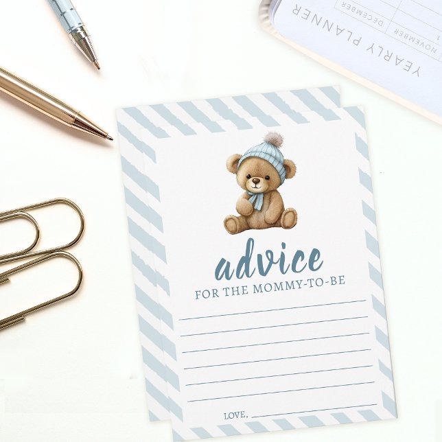 Blue teddy bear baby shower Advice for mummy cards (Creator Uploaded)