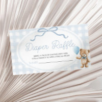 Blue Teddy Bear Baby Shower Diaper Raffle