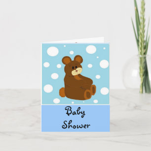Blue Teddy Bear Baby Shower Invitation