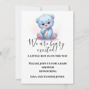 Blue Teddy Bear Baby Shower Invitation Baby Boy