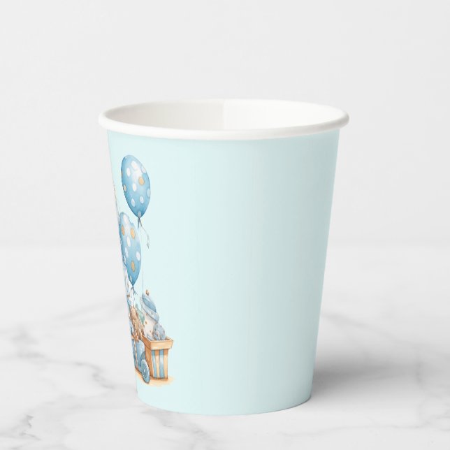 Blue Teddy Bear Baby Shower Paper Cups (Left)