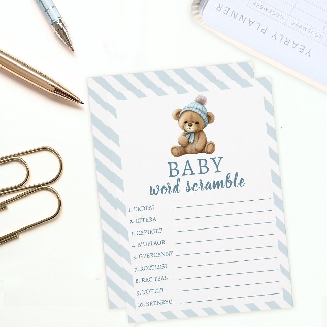 Blue teddy bear baby shower parents advice cards (Creator Uploaded)