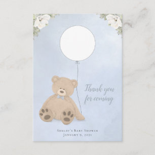 Blue Teddy Bear Baby Shower Party Favour Enclosure Card