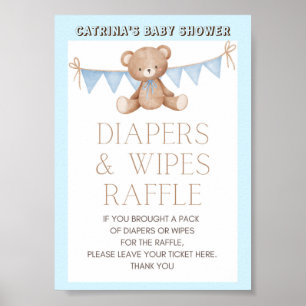 Blue Teddy Bear Baby Shower Sign