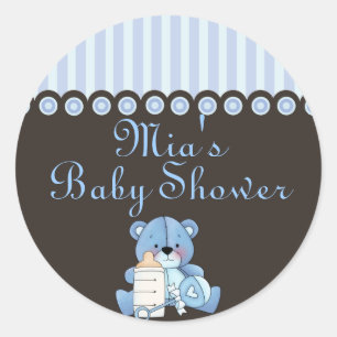 Blue Teddy Bear Baby Shower Sticker