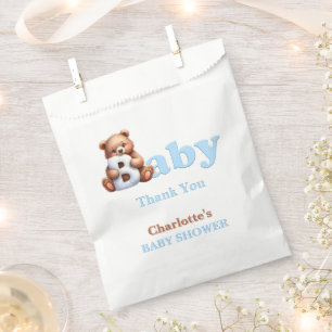 Blue Teddy Bear Baby Shower Thank You Favour Bags