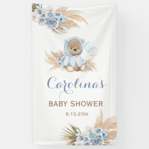 Blue Teddy Bear Baby Shower Vinyl Banner