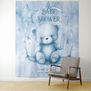 Blue Teddy Bear Backdrop Tapestry