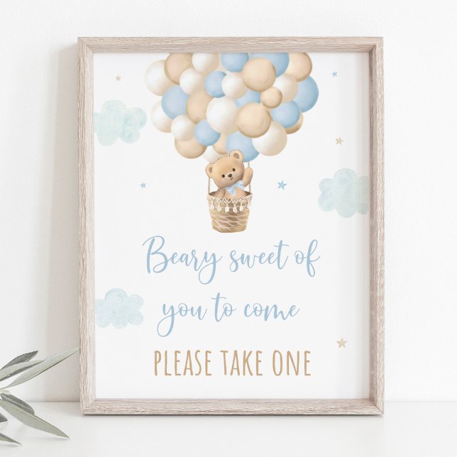 Blue Teddy Bear Balloon Baby Shower Favour Sign (Creator Uploaded)