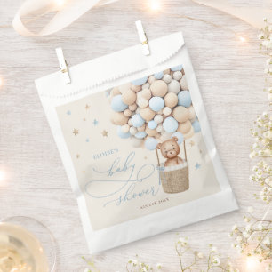 Blue Teddy Bear Balloon Bearly Wait Baby Shower Favour Bags