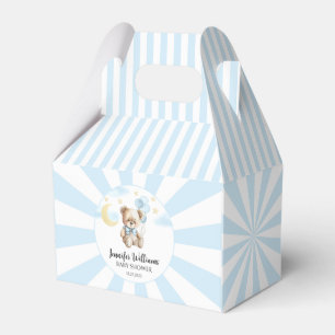 Blue teddy bear balloons baby shower favor boxes