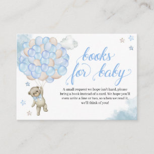 Blue Teddy Bear Balloons Books for Baby Enclosure Card