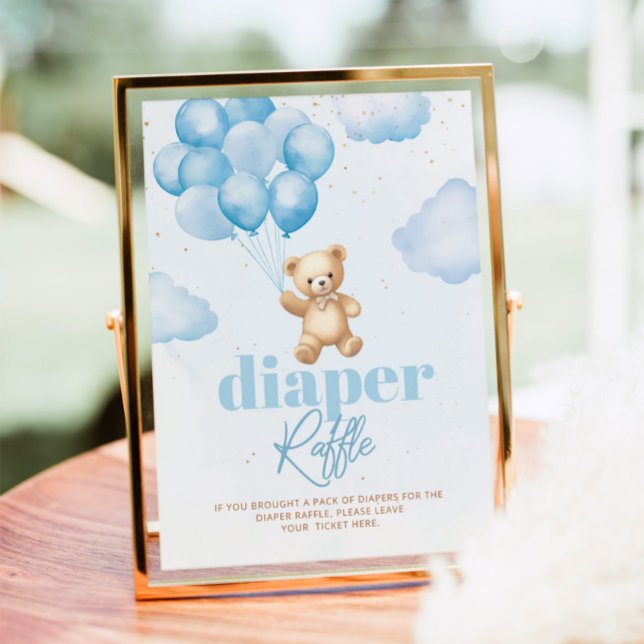 Blue teddy bear balloons Diaper raffle Poster (Creator Uploaded)