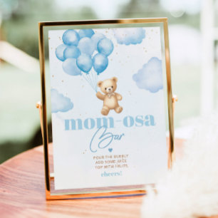 Blue teddy bear balloons mum-osa bar poster