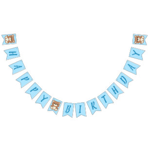 Blue Teddy Bear Birthday Party Bunting