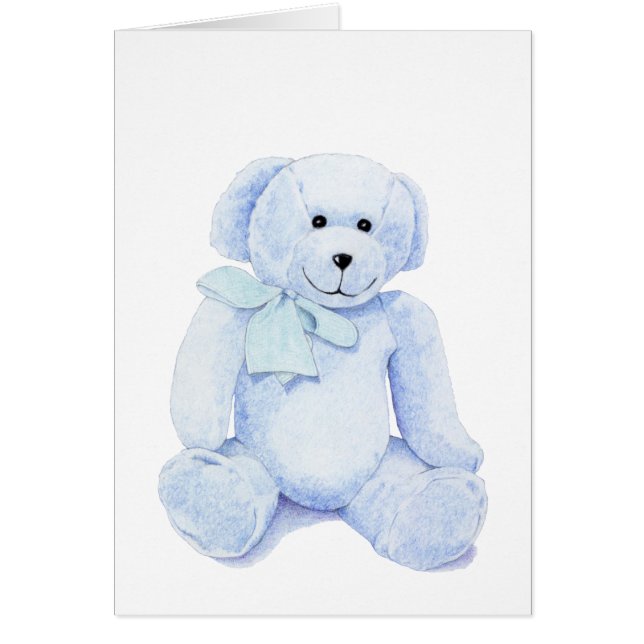 Blue Teddy Bear Blank Card (Front)