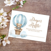 Blue Teddy Bear Boy Baby Shower Diaper Raffle