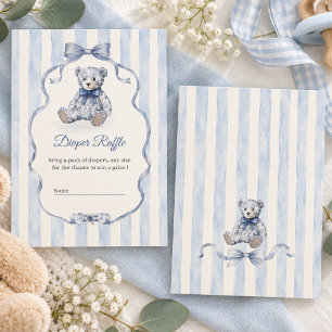 Blue Teddy Bear Boy Baby Shower Enclosure Card