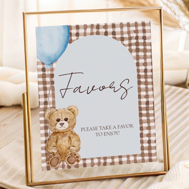 Blue Teddy Bear Boy Baby Shower Favour Table Sign (Creator Uploaded)