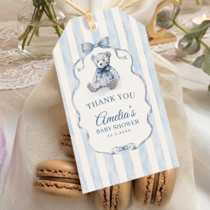 Blue Teddy Bear Boy Baby Shower Gift Tags