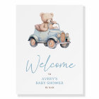 Blue Teddy Bear Boy Baby Shower Welcome Sign