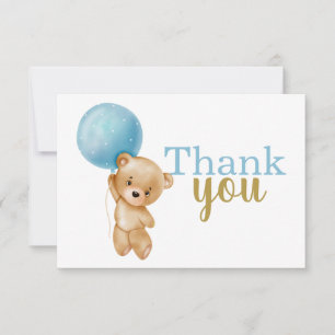 Blue Teddy Bear Boy Thank you Note Card