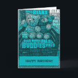 Blue Teddy Bear Buddies Word Cloud Card<br><div class="desc">This birthday greeting card cover design features an embedded word cloud in shades of blue featuring two Teddy Bears sitting on an arm chair. The embedded words are teddy bear, pals, bears, and buddies. Fill in the template field for the cover and inside greeting, remove the inside text for a...</div>