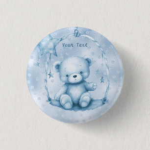 Blue Teddy Bear Button