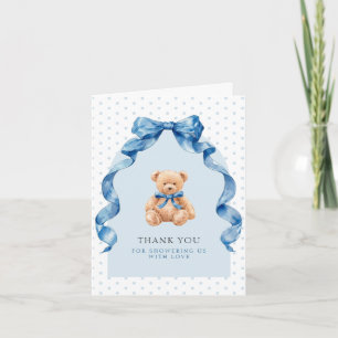 Blue Teddy Bear Classic Baby Shower Thank You Card