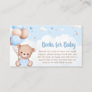 Blue Teddy Bear Clouds Baby Shower Books for Baby Enclosure Card