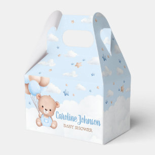 Blue Teddy Bear Clouds Balloon Baby Shower Favour Box