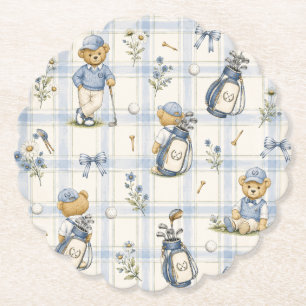 Blue Teddy Bear Country Club   Golf Paper Coaster