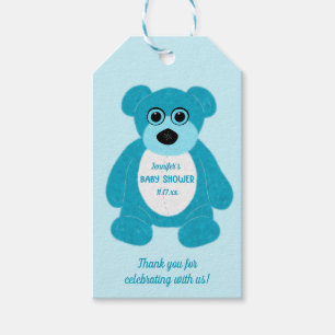 Blue Teddy Bear Custom Baby Shower Gift Tags