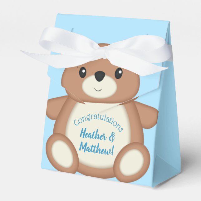 Blue Teddy Bear Favour Box (Front Side)