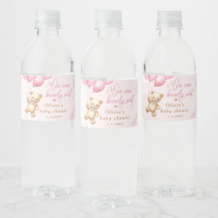Blue teddy bear girl shower we can bearly wait water bottle label