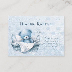 Blue Teddy Bear in Basket Baby Shower Enclosure Card
