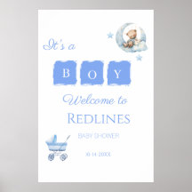 Blue Teddy Bear It’s a Boy Baby Shower