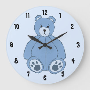 Blue Teddy Bear Large Clock