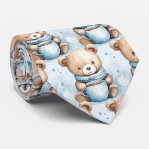 Blue Teddy Bear Neck Tie