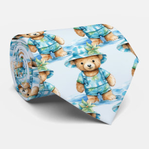 Blue Teddy Bear Neck Tie