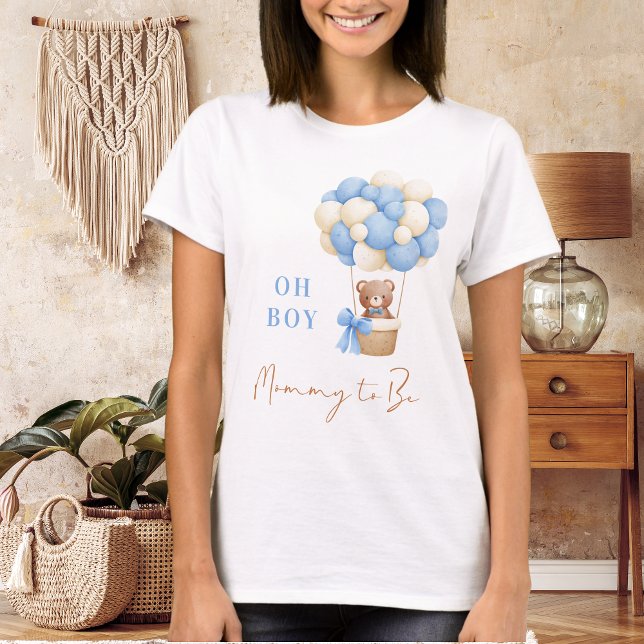 Blue Teddy Bear Oh Boy Balloon Mummy To Be Baby  T-Shirt (Creator Uploaded)