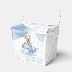 Blue Teddy Bear On Whale Boy Baby Shower Favour Box