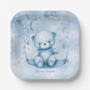 Blue Teddy Bear Paper Plate
