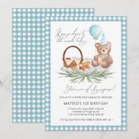 Blue Teddy Bear Picnic First Birthday Balloons