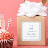 Blue Teddy Bear Preppy Elegant Baby Shower